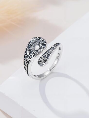Vintage Adjustable Thumb Rings 925 Sterling Silver Sunflower/Red Cardinal/Butterfly/Turtle/Skull Ring Jewelrry for Women Men in Kuwait