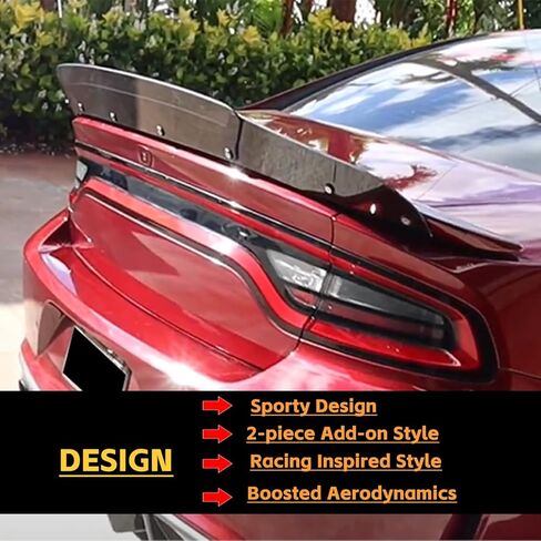 Venom V1 Style Rear Wickerbill Spoiler for Dodge Charger 2015-2024 SRT Scat Pack Hellcat Daytona - 2 Pieces Add-on Style Wicker Bill Spoilers with RivNut Tool, Gloss Black in Saudi Arabia