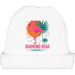 inktastic Diamond Head Hawaii Flamingo Retro Sunset Baby Beanie Hat in Kuwait