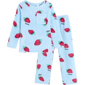 الفتيات جولة العنق الفانيلا الفانيلا بيجاما الشتاء الأكمام طويلة السراويل الطويلة cattoon plush sleepwear lighty حجم 8 إلى 16 in Kuwait