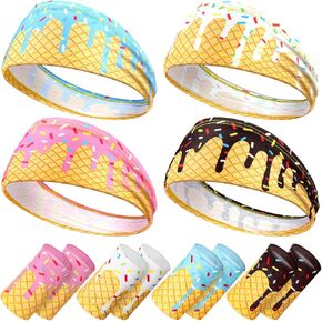 Soulchen 4 Set Ice Cream Baseball Headbands and Sports Wristbands for Athletes Baseball Football Basketball Running Gym Party Favors Suitable for Men Women in Saudi Arabia