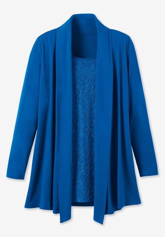 Woman Within Plus Size 2-Fer Cardigan & Attached Lace Tunic in Saudi Arabia