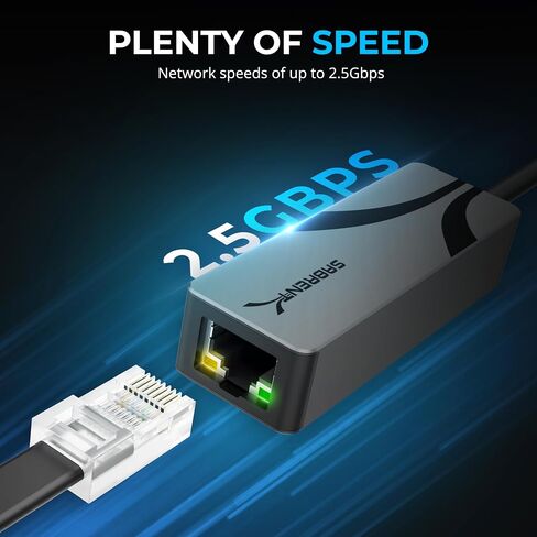 محول إيثرنت USB C إلى 2.5 جيجابت في الثانية من SABRENT، ومحول USB C إلى جيجابت إيثرنت، ومحول USB C محمول من الألومنيوم، لأجهزة MacBook Pro وMacBook Air وiPad Pro 2018 والإصدارات الأحدث (NT-25GA) in Kuwait