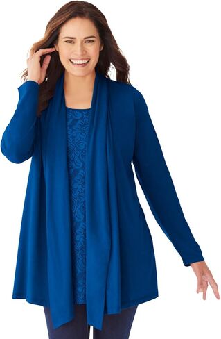 Woman Within Plus Size 2-Fer Cardigan & Attached Lace Tunic in Saudi Arabia