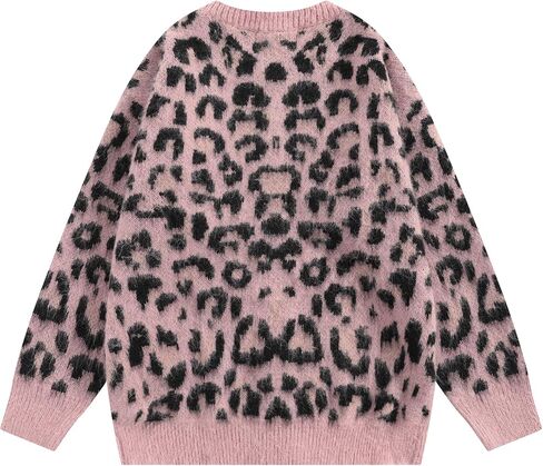 ألفريك عدن الفهد ، سترات كارديجان للنساء الفهد كبير الحجم y2k crewneck زر أسفل الأكمام الطويلة كارديجان in Saudi Arabia