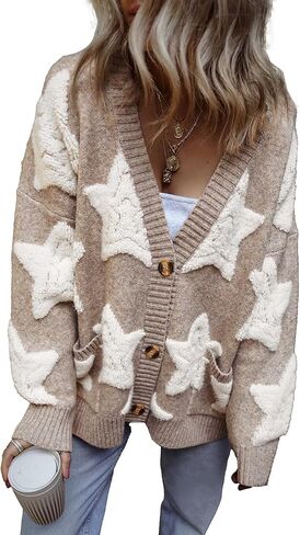 Relaxed Fit V-Neck Cardigan - Perfect for Fall and Winter in Saudi Arabia