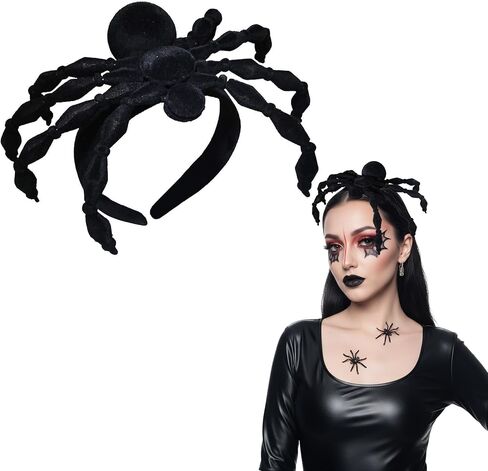 Nicky Bigs Novelties Spider Headband for Women Poseable Black Spider Hair Accessories Witch Halloween Costume Spider Headpiece Festival Cosplay Spider Accessories in Saudi Arabia