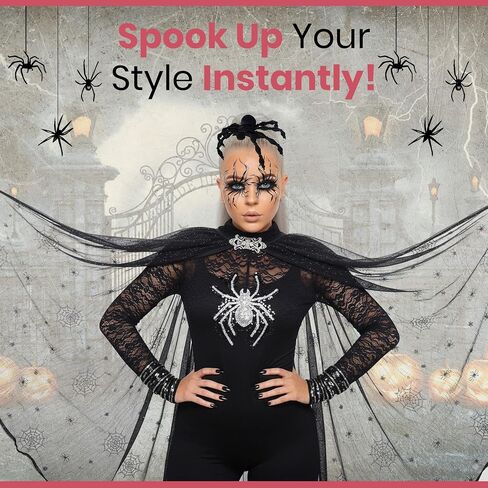 Nicky Bigs Novelties Spider Headband for Women Poseable Black Spider Hair Accessories Witch Halloween Costume Spider Headpiece Festival Cosplay Spider Accessories in Saudi Arabia