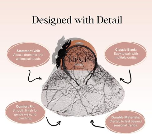 Kitsch Lace Headband & Mask – Black Cat Halloween Accessories – Elegant Lace Cat Ear & Mask Duo – Black Headband for Halloween Costume, Parties & Hair Accessories - 2pc Set in Saudi Arabia