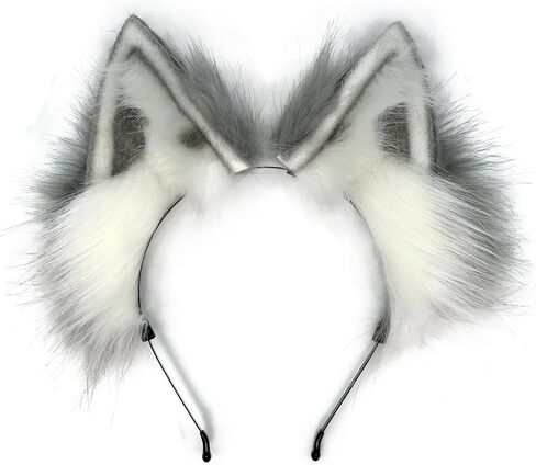 Cat Fox Wolf Ears Headband，Furry Ears, Wolf Ears Cosplay Costume, Halloween Christmas Animal Cosplay in Kuwait