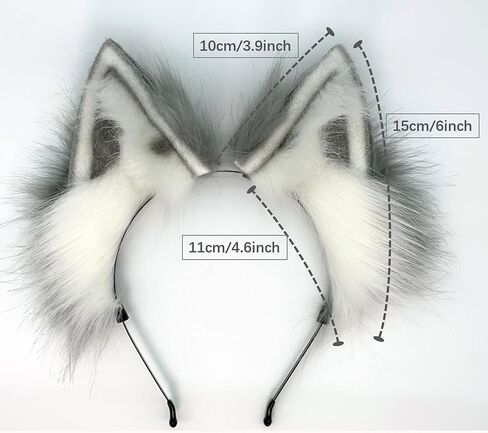 Cat Fox Wolf Ears Headband，Furry Ears, Wolf Ears Cosplay Costume, Halloween Christmas Animal Cosplay in Kuwait
