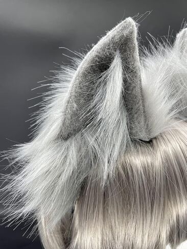 Cat Fox Wolf Ears Headband，Furry Ears, Wolf Ears Cosplay Costume, Halloween Christmas Animal Cosplay in Kuwait