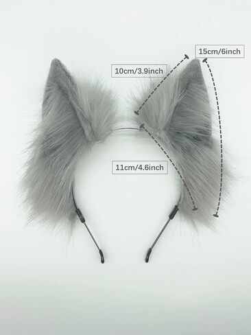 Cat Fox Wolf Ears Headband，Furry Ears, Wolf Ears Cosplay Costume, Halloween Christmas Animal Cosplay in Kuwait