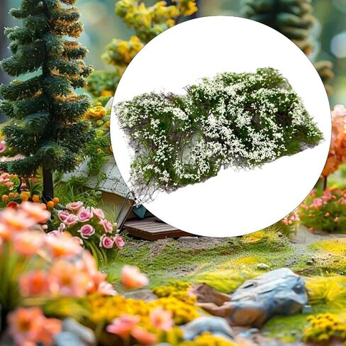 Flower Cluster Grass Tuft Artificial DIY Flower Vegetation Group Lowland Shrubs Tuft for Dioramas Terrain Layout Sand 6.69x3.94x0.71 inch- White in Saudi Arabia