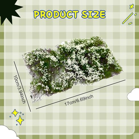 Flower Cluster Grass Tuft Artificial DIY Flower Vegetation Group Lowland Shrubs Tuft for Dioramas Terrain Layout Sand 6.69x3.94x0.71 inch- White in Saudi Arabia