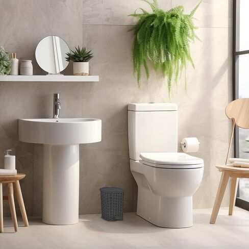 Superio Mini Trash Can with Foot Pedal Small Outdoor Garbage Can with Lid, 3 Gallon Plastic Waste Basket for Bathroom, Bedroom, Kitchen, Office, Patio (Wicker White Smoke 12 QT.) (Smoke) in Saudi Arabia