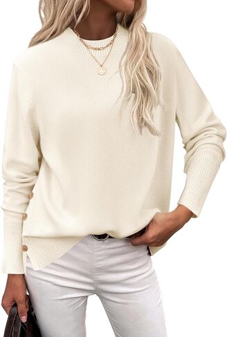Zeagoo Women's Sweaters Loose Knit Side Button 2025 Fall Fashion Trendy Casual Pullover Tops Clothes in Saudi Arabia