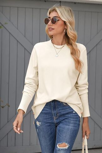 Zeagoo Women's Sweaters Loose Knit Side Button 2025 Fall Fashion Trendy Casual Pullover Tops Clothes in Saudi Arabia