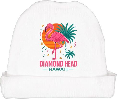 inktastic Diamond Head Hawaii Flamingo Retro Sunset Baby Beanie Hat in Saudi Arabia