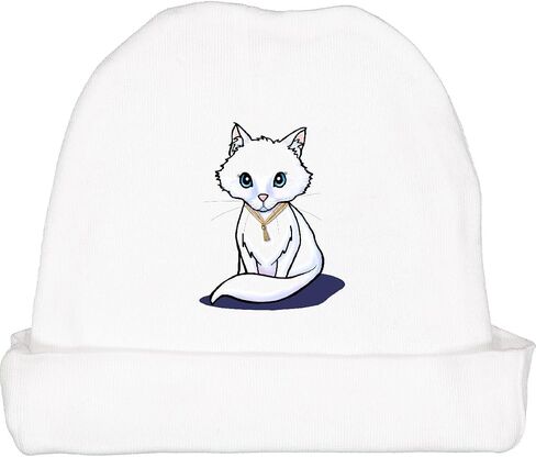 inktastic Pretty White Cat Baby Beanie Hat - KiniArt in Saudi Arabia