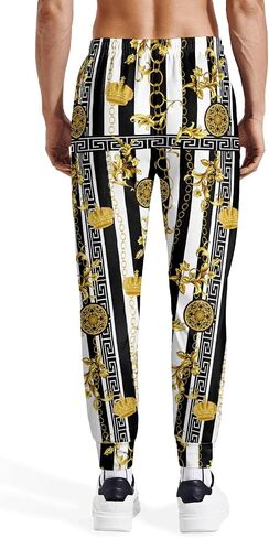 Mens Sweatpants 80s 90s Retro Joggers Sports Funny Workout Party Gym Pants with Pockets in Saudi Arabia