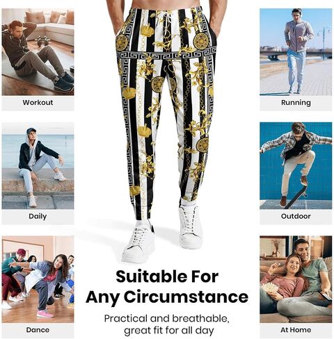 Mens Sweatpants 80s 90s Retro Joggers Sports Funny Workout Party Gym Pants with Pockets in Saudi Arabia