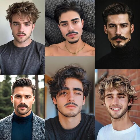 Fake Mustache and Fake Beard 100% Human Hair Realistic Goatee False Beards Costume Facial Hair for Men, Ideal for Cosplay & Halloween Party in Saudi Arabia