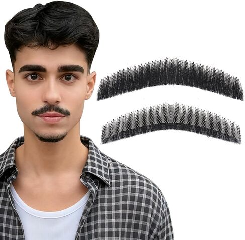 Fake Mustache and Fake Beard 100% Human Hair Realistic Goatee False Beards Costume Facial Hair for Men, Ideal for Cosplay & Halloween Party in Saudi Arabia