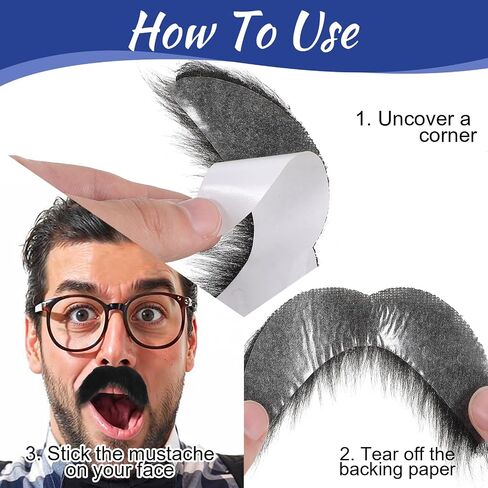 DIY Self Adhesive Fake Mustache Set Novelty Realistic Mustaches Costume Facial Hair for Halloween, Cosplay in Saudi Arabia