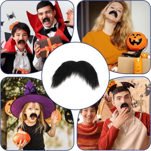 DIY Self Adhesive Fake Mustache Set Novelty Realistic Mustaches Costume Facial Hair for Halloween, Cosplay in Saudi Arabia