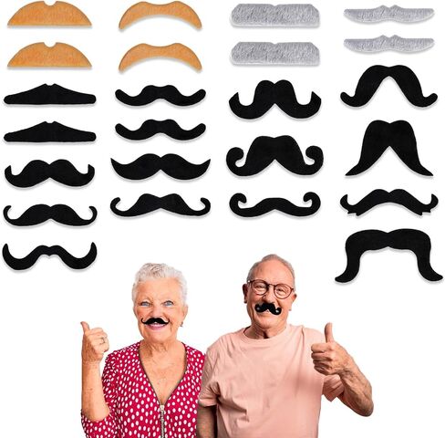 24pcs شوارع مزيفة لاصقة ، عصا عيد الهالوين على ملصقات الشارب ، وشعر الوجه المزيف لحفلات عيد الميلاد ، زخارف الملحقات (الأسود ، البني ، الرمادي) in Saudi Arabia