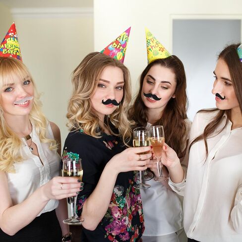 24pcs شوارع مزيفة لاصقة ، عصا عيد الهالوين على ملصقات الشارب ، وشعر الوجه المزيف لحفلات عيد الميلاد ، زخارف الملحقات (الأسود ، البني ، الرمادي) in Saudi Arabia