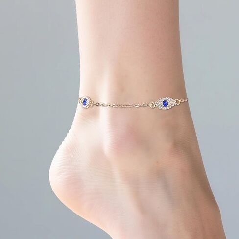 Gold Evil Eye Anklet for Women, Adjustable Boho Evil Eye Anklet Bracelet Waterproof Dainty Summer Beach Jewelry Present for Her in Saudi Arabia