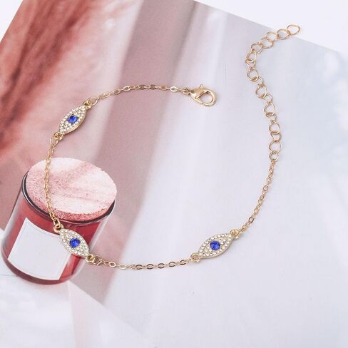 Gold Evil Eye Anklet for Women, Adjustable Boho Evil Eye Anklet Bracelet Waterproof Dainty Summer Beach Jewelry Present for Her in Saudi Arabia
