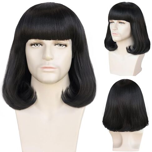 Brown Mushroom Wig Short Mens Brown Bowl Cut Wig 60s Bob Heat Resistant Synthetic Hair for Cosplay Party Anime in Kuwait