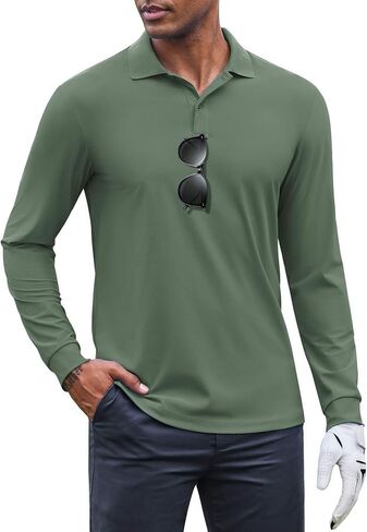COOFANDY Men's Long Sleeve Polo Shirts Moisture Wicking Golf Shirts Lightweight Athletic Collared Shirt in Saudi Arabia