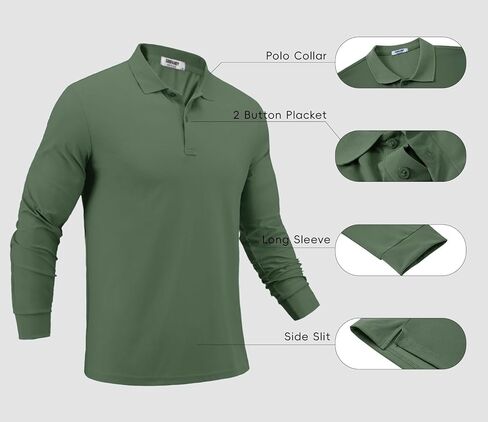 COOFANDY Men's Long Sleeve Polo Shirts Moisture Wicking Golf Shirts Lightweight Athletic Collared Shirt in Saudi Arabia