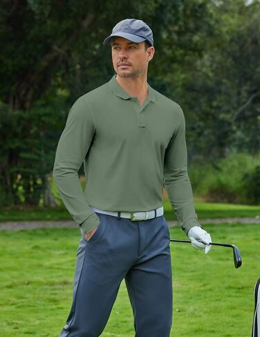 COOFANDY Men's Long Sleeve Polo Shirts Moisture Wicking Golf Shirts Lightweight Athletic Collared Shirt in Saudi Arabia