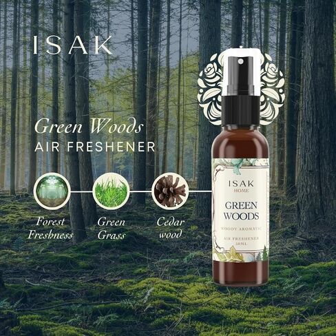 Green Woods Air Freshener Room Spray for Home Spray for Good Smell with Fresh Grass & Woody Cedarwood notes, Enhance Mood, Scented Air Freshener used on Curtains, Cushions, Fabric Wall - 50 ml in Saudi Arabia