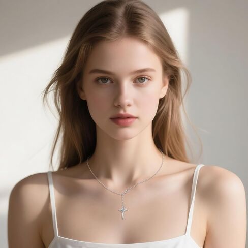 Cross Y Necklace 925 Sterling Silver Infinity Cross Pendant Christian Jewelry Gift for Women Wife Mom in Saudi Arabia
