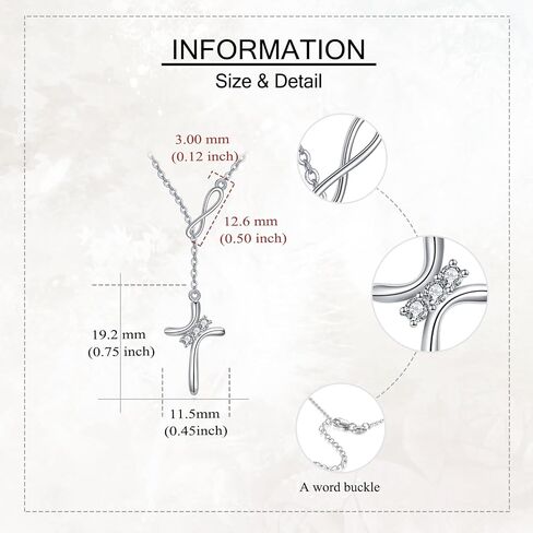 Cross Y Necklace 925 Sterling Silver Infinity Cross Pendant Christian Jewelry Gift for Women Wife Mom in Saudi Arabia