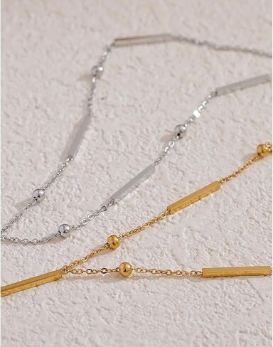 Mchic Sexy Gold Lariat Necklace for Women: Dainty Long Drop Necklaces Gold Plated Beaded/Heart/CZ/Bar/Ball Stainless Steel Chain Necklaces Y Dangle Layered Necklace Trendy Jewelry Gift for Women in Kuwait
