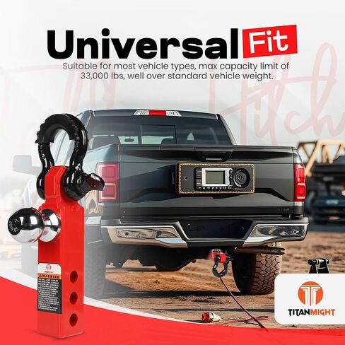 TITANMIGHT Trailer Hitch Ball Mount, Tow Shackle, Heavy Duty Solid Shank 33,000LBs Break Limit, Key Lock Pin (New Updated Model), Fits 2 Inch Receiver (Black) in Saudi Arabia
