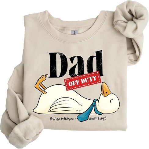 Dad Off Duty Sweatshirt, Funny Duck Sweater for Fathers, Cozy Unisex Crewneck Pullover, Birthday Present for Dad Sand in Kuwait