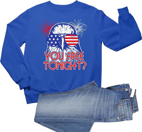 Go All Out Bald Eagle You Free Tonight? July 4 USA Pride America Mens Youth Sweatshirt Crewneck in Saudi Arabia