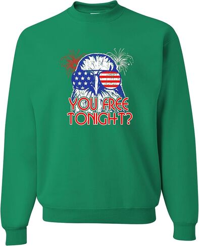 Go All Out Bald Eagle You Free Tonight? July 4 USA Pride America Mens Youth Sweatshirt Crewneck in Saudi Arabia