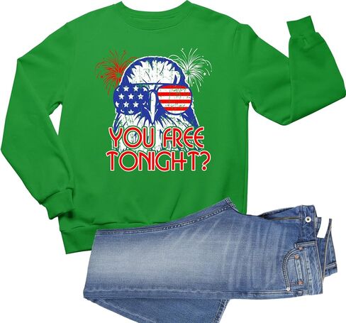 Go All Out Bald Eagle You Free Tonight? July 4 USA Pride America Mens Youth Sweatshirt Crewneck in Saudi Arabia