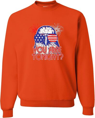 Go All Out Bald Eagle You Free Tonight? July 4 USA Pride America Mens Youth Sweatshirt Crewneck in Saudi Arabia