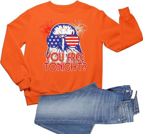 Go All Out Bald Eagle You Free Tonight? July 4 USA Pride America Mens Youth Sweatshirt Crewneck in Saudi Arabia