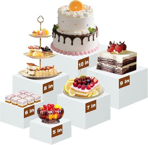 6pcs البوفيه الناهضون ، وناهدات الأطعمة الأكريليك لطاولة البوفيه ، وارتفعات الصعود التعشيش على رف الوقوف لمقتنيات مجوهرات الحلوى الحزبية (الحجم 5 "، 6" ، 7 "، 8" ، 9 "، 10") in Kuwait